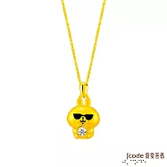 J’code真愛密碼金飾 卡娜赫拉的小動物-酷酷粉紅兔兔硬金墜子 送玫瑰鋼項鍊