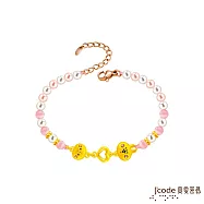J&rsquo;code真愛密碼金飾 卡娜赫拉的小動物-愛你P助和粉紅兔兔硬金/寶石手鍊