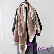 【Decoy】卡通小鹿 保暖加厚百搭簡約披肩圍巾/卡其色