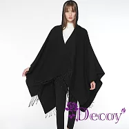 【Decoy】英倫復古 雅致休閒連帽斗篷式披肩 / 黑色