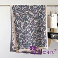 【Decoy】保暖加厚 秋冬長款腰果花仿羊絨提花披肩圍巾/ 藍色