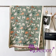 【Decoy】貓咪卡通 可愛減齡文藝少女加厚保暖披肩圍巾/ 水綠色