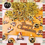 摩達客-聖誕裝飾配件包組~(三款可選)(2尺樹適用)(不含聖誕樹/不含燈) 木質彩繪車車金系