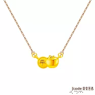 J&rsquo;code真愛密碼金飾 大甲媽 蘋平安安硬金墜子+玫瑰金色鋼項鍊-小