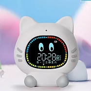 AI貓咪語音智能時間管理器/鬧鐘/計時器(交換禮物/鬧鐘/倒計時/學生用品/兒童學習/聖誕禮物) 白色