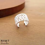 單只價。優雅鏤空唐草紋芭蕾風耳骨夾925純銀夾式耳環