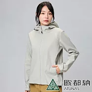 【ATUNAS 歐都納】女款SOFTSHELL潑水輕暖連帽外套A1GA2326W*- L 灰米