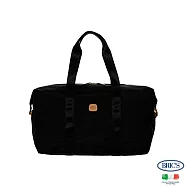 【BRIC S】義大利時尚 防潑水 雙隔層 可手提 大容量 旅行袋M- 黑色