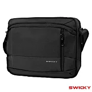 【SWICKY】 經典加大款潮流防潑水側背包/收納包/男包(黑) 黑