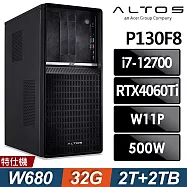 Acer 宏碁 Altos P130F8 商用工作站 (i7-12700/32G/2TB+2TB SSD/RTX4060Ti-8G/W11P)