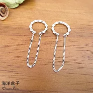 個性質感鎖鏈細圈流蘇鍊條耳骨夾925純銀夾式耳環.外鍍專櫃級正白K