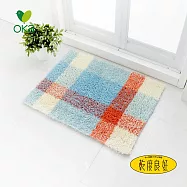 【日本OKA】乾度良好銀離子抗菌防臭格紋浴室地墊-45x60cm- 橘藍