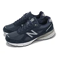 New Balance 休閒鞋 990 V4 男鞋 女鞋 海軍藍 銀 美製 麂皮 經典 緩衝 情侶鞋 NB U990NV4-D 23.5cm NAVY/SILVER