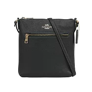 COACH Rowan 金字再生皮革拉鍊口袋迷你斜背包 (黑色)