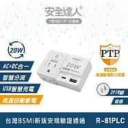 【安全達人】氮化鎵GaN 1開2插2+3P 20W USB超級閃充壁插-R-81PLC 極致白