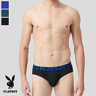 【PLAYBOY】藍色織帶涼感透氣緞彩彈性三角褲(涼感透氣-男內褲) L 黑色