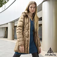 【ATUNAS 歐都納】女款都會中長版輕量羽絨保暖外套A1GA2414W- S 美拉德棕