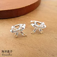 靈動輕盈立體蝴蝶結緞帶耳骨夾925純銀夾式耳環