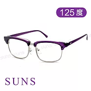 精品老花眼鏡 簡約文青框老花眼鏡 高硬度耐磨鏡片 配戴不暈眩 紫框125度