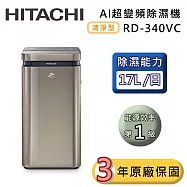 HITACHI 日立 17公升 RD-340VC AI超變頻清淨型除濕機 極光鈦 除濕一級能效 可退貨物稅