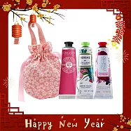 L’OCCITANE 歐舒丹 經典護手霜30MLX3禮袋組-新春祝福禮-公司貨 原野之心+亞爾緞帶+乳油木玫瑰