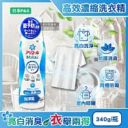 日本P&G-Ariel MiRAi髒汙強洗淨室內晾曬除臭2倍濃縮洗衣精340g/瓶(防霉衣物洗劑,衣物去漬亮白,除汗臭襪臭潮濕悶臭,直立/滾筒式洗衣機皆適用) 洗淨藍