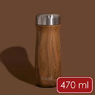 《S’well》Traveler不鏽鋼保溫瓶 | 保溫杯 保冷保冰杯 水壺 環保杯 便攜杯 咖啡杯 隨行杯 - 金柚木紋470ml