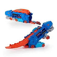 【Kikimmy】多功能2IN1霸王龍雙軌競速飛車/可收納小車(內附4台小車) 藍色