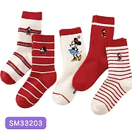【虎兒寶】迪士尼系列 卡通造型兒童短襪 5雙組 - 米奇米妮 紅 童襪 ( SM33203 ) 18-20cm