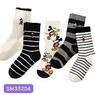 【虎兒寶】迪士尼系列 卡通造型兒童短襪 5雙組 - 米奇米妮 黑 童襪 ( SM33204 ) 20-22cm
