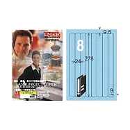 【龍德】LONGDER 三用電腦標籤 A4 8格 圓角 24*278mm 淺藍 105張 3盒/組 LD-866-B-A(適用雷射、噴墨、影印)