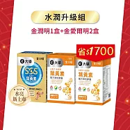 水潤升級組- 金潤明(潤澤加倍)蝦紅素+金盞花葉黃素(30粒)*1 +金愛爾明(樂齡)- 山桑子+葉黃素(30粒)*2