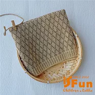 【iSFun】韓版寶寶 菱格毛線針織男女兒童保暖圍脖/ 卡其米