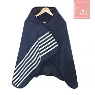 【Seoul house】無印風旅行保暖毛毯披肩/膝蓋毯/沙發毯_加大尺寸款 藍の白條