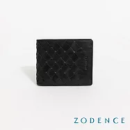 ZODENCE CRAFTZEAL進口真皮中性編織7卡證件窗短夾 經典黑