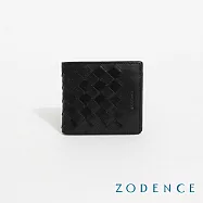 ZODENCE CRAFTZEAL進口真皮中性編織4卡零錢袋短夾 經典黑