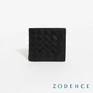 ZODENCE CRAFTZEAL進口真皮中性編織8卡短夾 經典黑