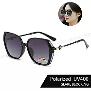 【SUNS】Polarized 時尚鑲星璀璨造型 淑女偏光墨鏡 大框顯小臉 S344 輕量/防眩光/抗UV400 經典黑