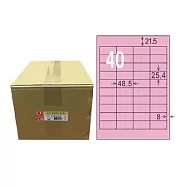 【龍德】LONGDER 三用電腦標籤 A4 40格 25.4*48.5mm粉紅1000張/箱 LD-8109-R-B(適用雷射、噴墨、影印)