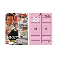 【龍德】LONGDER 三用電腦標籤 A4 22格 圓角 24*99mm粉紅105張 3盒/組 LD-851-R-A(適用雷射、噴墨、影印)