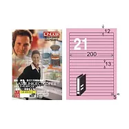 【龍德】LONGDER 三用電腦標籤 A4 21格 13*200mm粉紅105張 3盒/組 LD-855-R-A(適用雷射、噴墨、影印)