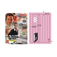 【龍德】LONGDER 三用電腦標籤 A4 8格 圓角 24*278mm 粉紅 105張 3盒/組 LD-866-R-A(適用雷射、噴墨、影印)