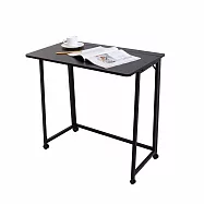 【居家cheaper】二代免組裝秒收摺疊桌附輪組 (露營桌/餐桌/書桌/電腦桌/拜拜桌/機能桌/摺疊邊桌/工作桌) 二代 黯木黑 附輪組