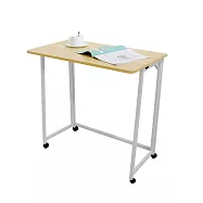 【居家cheaper】二代免組裝秒收摺疊桌附輪組 (露營桌/餐桌/書桌/電腦桌/拜拜桌/機能桌/摺疊邊桌/工作桌) 二代 拚木紋白腳 附輪組