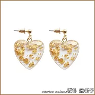 『坂井.亞希子』 清新甜美風格透明金箔愛心造型耳環 -短款