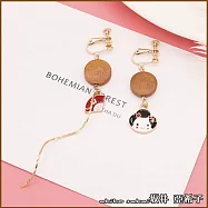 『坂井.亞希子』可愛Q版藝妓扇子不對稱造型垂墜耳環 -耳夾款