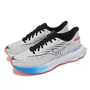 Mizuno 慢跑鞋 Wave Skyrise 6 男鞋 灰 藍紅 高回彈 緩衝 運動鞋 美津濃 J1GC2509-06 28.5cm GREY/BLACK