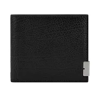 BURBERRY 新款金屬B字LOGO牛皮8卡對開短夾 黑色