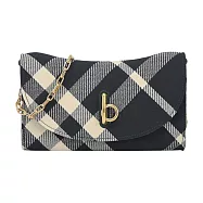 BURBERRY Rocking Horse 新款格紋帆布鏈帶翻蓋斜背包 平佈白