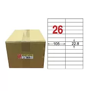 【龍德】LONGDER 三用電腦標籤 A4 26格 22.8*105mm可再貼1000張/箱 LD-837-WR-B(適用雷射、噴墨、影印)